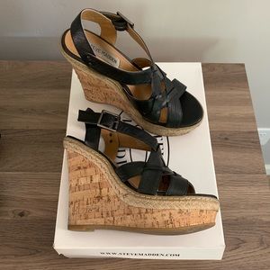 Steve Madden Shoes - Steve Madden Black Strappy Wedges Steve Madden Shoes - Steve Madden Black Strappy Wedges